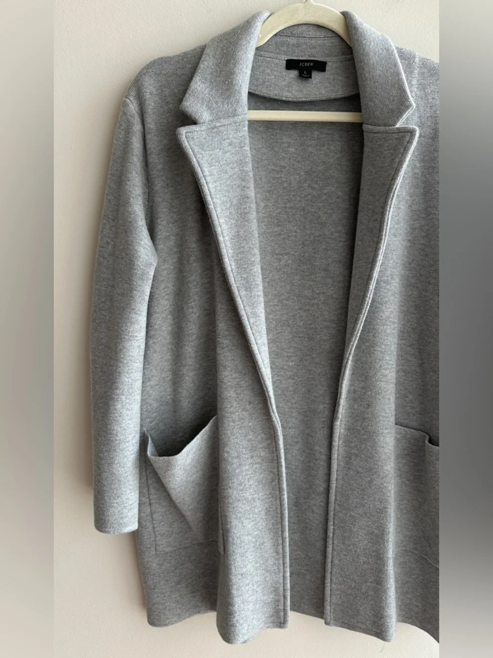 J. Crew Sophie Open-Front Sweater Blazer in Heather Grey, Size Large